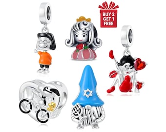 Sterling Silver Cartoon Charm, European Bracelet Bead