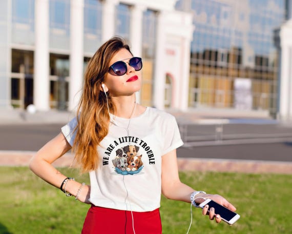 Funny Dog Graphic Tee: Little Trouble Dogs, Dog Mom Gift