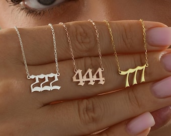 Angel Number Necklace, 777, 444, 555, 222, 111,  Lucky Number Necklace , Personalized Jewelry, Gold Number Necklace, Christmas Gift for Her