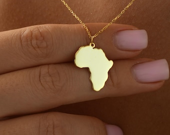 Silver Africa Map Necklace, Gold Africa Pendant, Outline Africa Necklace, African Jewelry Gift for Women, Heritage Travel Gift, Black Friday