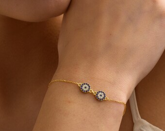 Gold Protection Evil Eye Bracelet,  Dainty  Silver Kabbalah Jewelry, Evil Eye Bracelet, Dainty  Protection Bracelet, Tiny evil eye bracelet