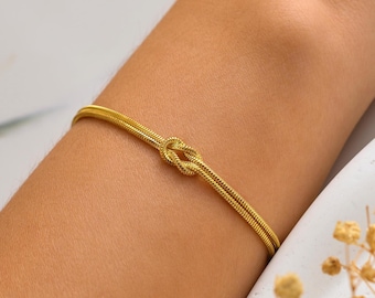 Love Knot Bracelet, Double Rolo Chain Bracelet, Perfect Friendship Jewelry, Valentine's Day Gifts for Couple