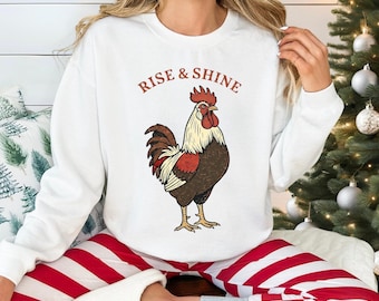 Vintage Hahn Sweatshirt, rustikale Country Farm Hahn Design, Retro Bauernhaus Tier Grafik-Shirt