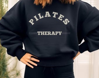 Pilates Therapy Crewneck, Pilates Sweatshirt, Pilates Instructor Gift, Gift For Her, Pilates Lover, Pilates Apparel, Retro Script Pilates