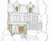 Christmas Card, custom, house portrait, digital file