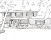 Custom House Portrait, Pen and Ink Drawing, architectural rendering