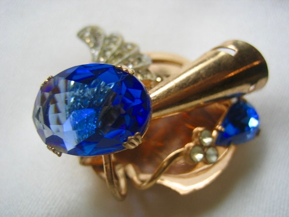 Vintage Stunning Art Deco Swarovski Blue Crystal … - image 4