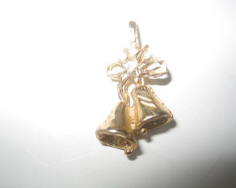 Vintage 14K Gold Wedding Bells  or Christmas Charm