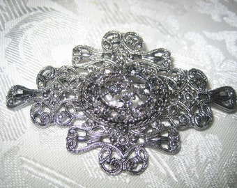 Vintage Large Rhinestone Sasch Brooch