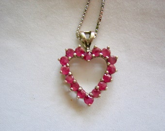 Vintage Sterling Heart w/Red stones Pendant