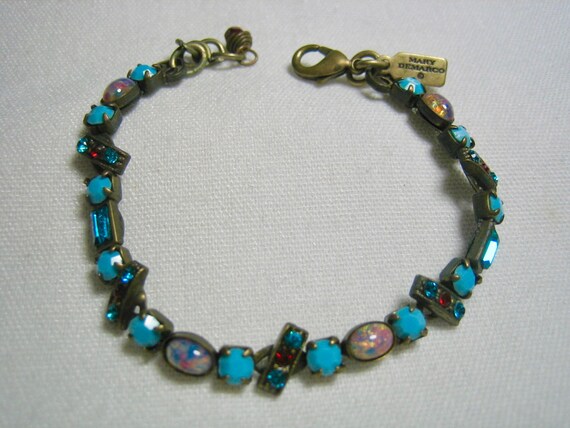 Vintage Signed Mary Demarco Opal Turquoise Bracel… - image 2