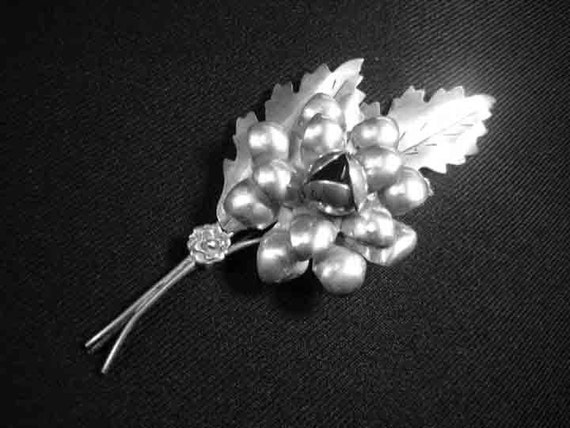 Vintage 40s Huge 4" Sterling Flower Brooch Raffae… - image 2