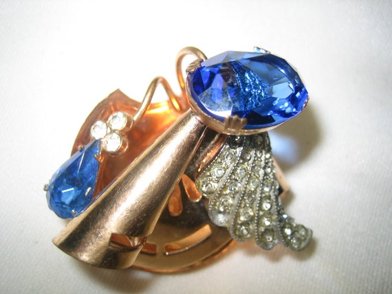 Vintage Stunning Art Deco Swarovski Blue Crystal … - image 1