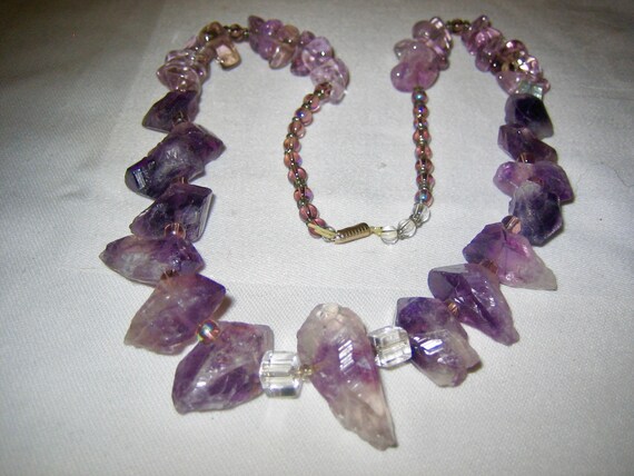 Vintage Real Amethyst Crystal Necklace 1960s - image 2