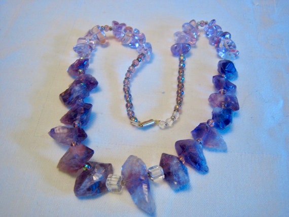 Vintage Real Amethyst Crystal Necklace 1960s - image 3