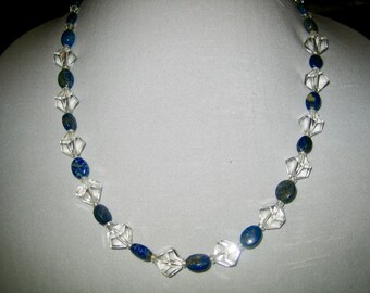 Vintage Lapis Lazuli & Cut Crystal Necklace