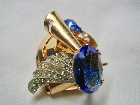 Vintage Stunning Art Deco Swarovski Blue Crystal … - image 2