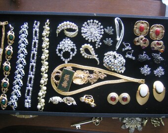 Vintage Lot of 24 Earrings, Brooches, Bracelets, Necklaces