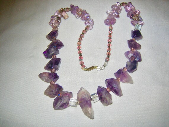 Vintage Real Amethyst Crystal Necklace 1960s - image 4