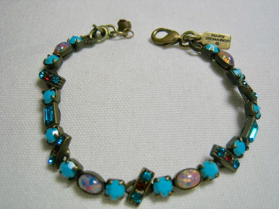 Vintage Signed Mary Demarco Opal Turquoise Bracel… - image 3