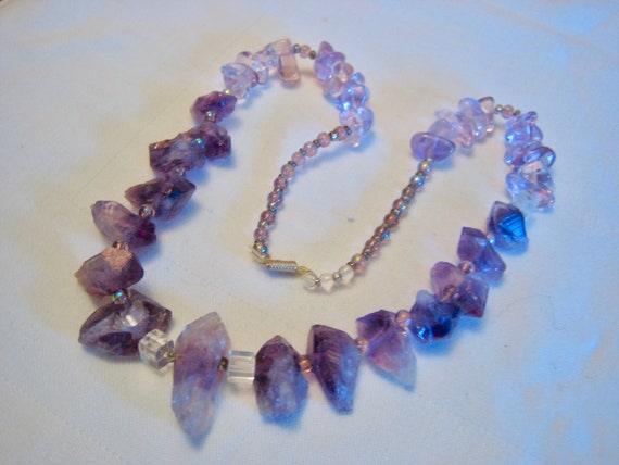 Vintage Real Amethyst Crystal Necklace 1960s - image 1