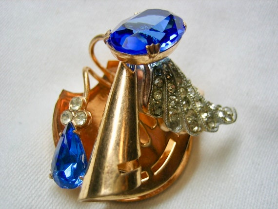 Vintage Stunning Art Deco Swarovski Blue Crystal … - image 5