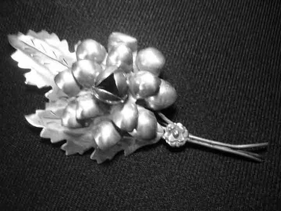 Vintage 40s Huge 4" Sterling Flower Brooch Raffae… - image 1