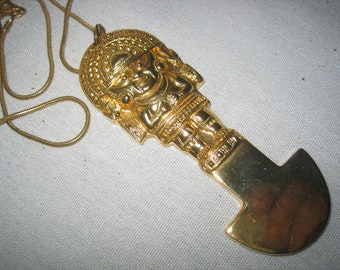 Vintage Large Gold Plated Paru Pendant