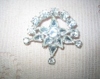 Vintage Star Bow Rhinestone Brooch