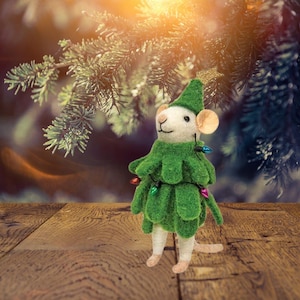 Animal de fieltro, Ratón de fieltro, Adorno de ratón de fieltro, Adorno de fieltro, Adorno navideño de fieltro, Adorno de animal de fieltro, Adorno de ratón, Ratón navideño