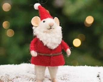 Santa, Felt, Ornaments, Felt Ornament, Christmas Tree, Mouse Ornament, Christmas Mouse