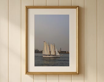 Boston Harbor Sailboat Print | New England Coastal Photography, Nautical Decor