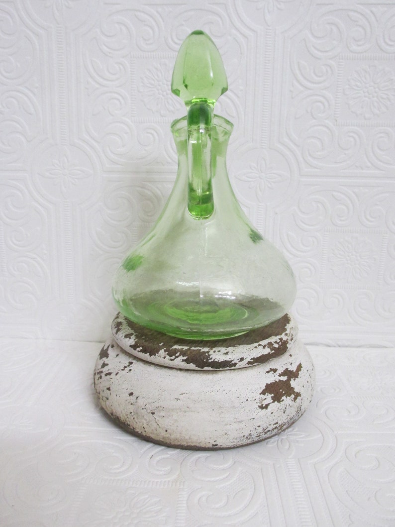 Vaseline Uranium Glass Cruet Vintage with ground Stopper 5 Etsy