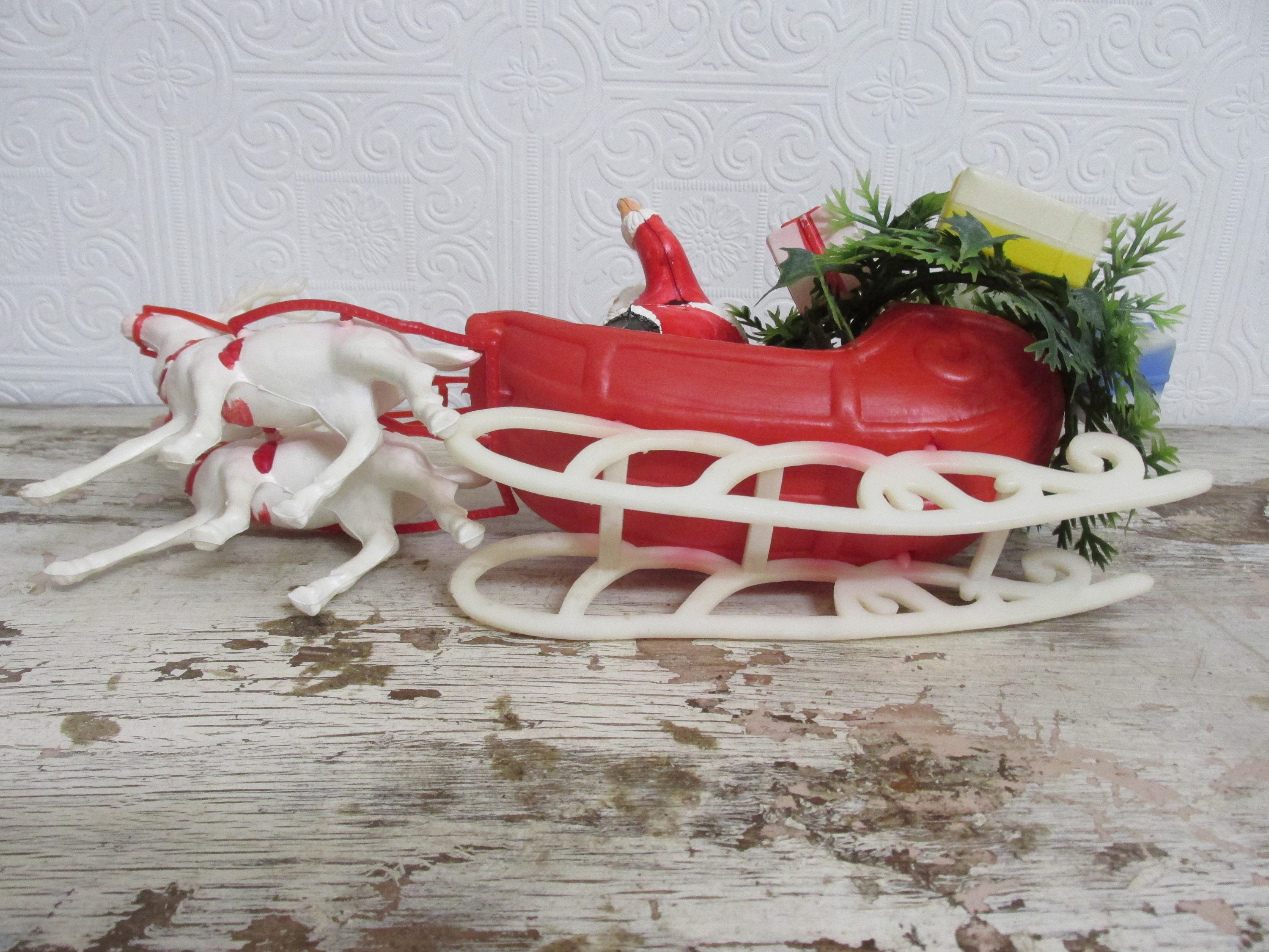 Flipping Houses Agreementvintage Blow Mold Santa Sleigh And Reindeer