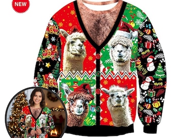 Funny Alpaca Christmas Sweatshirt, Unisex Holiday Pullover
