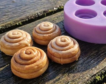 Moule en silicone pour mini-rouleaux à la cannelle, moule miniature pour maison de poupée à l'échelle 1:6, moule en pâte polymère, moule à breloques en résine, mini-pâtisserie à faire soi-même