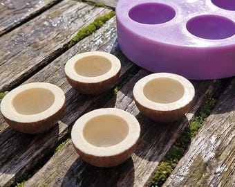 Moule miniature en silicone pour noix de coco, moule miniature pour aliments tropicaux pour maisons de poupées miniatures à l'échelle 1:6, moule pour breloques en résine et pâte polymère, matériel de loisirs créatifs