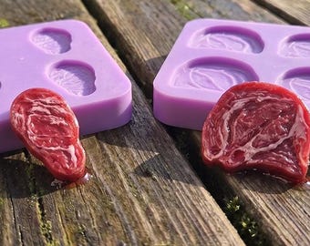 Moule en silicone pour steak miniature, moule pour petits morceaux de viande de bœuf, miniature de cuisine pour maison de poupée à l'échelle 1:6, accessoire de loisirs créatifs en résine et pâte polymère
