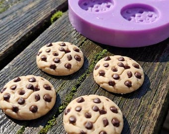 Moule en silicone pour mini-biscuits aux pépites de chocolat, échelle 1:6, idéal pour la pâte polymère et la résine. Créations DIY.
