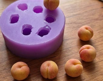 Moule miniature en silicone pêche, moule pour fruits pour maison de poupée 1:6, résine d'argile polymère, petit moule artisanal d'épicerie de cuisine de pêche