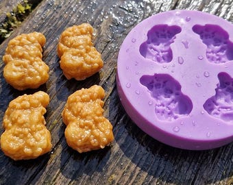 Moule en silicone pour mini-nuggets de poulet, moule miniature pour restauration rapide pour maisons de poupées miniatures à l'échelle 1:6, moule pour breloques en résine et pâte polymère, matériel de loisirs créatifs