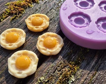 Moule en silicone miniature pour œuf au plat, moule miniature pour petit-déjeuner, miniature de cuisine pour maison de poupée à l'échelle 1:6, breloque en résine et pâte polymère à réaliser soi-même