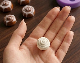 Cinnamon Roll 4-Cavity Silicone Mold for Wax Melt Making, Candle Embeds, Soap Making, Doll House Miniature, Shape for Polymer Clay