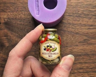 Miniature Jar Silicone Mold, 1:6 Scale Mold, Polymer Clay Mold, Epoxy Resin Mold, Dollhouse Miniature Mold