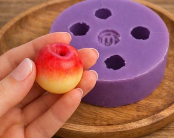 Apple 4-Cavity Silicone Mold for Wax Melt Making, Candle Embeds, Soap Making, Doll House Miniature, Shape for Polymer Clay