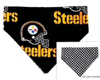 PITTSBURGH STEELERS ~ Over the Collar ~ Reversible ~ Dog Pet Bandana ~ Bell Art Designs ~ Extra Extra Small DCXXS0045