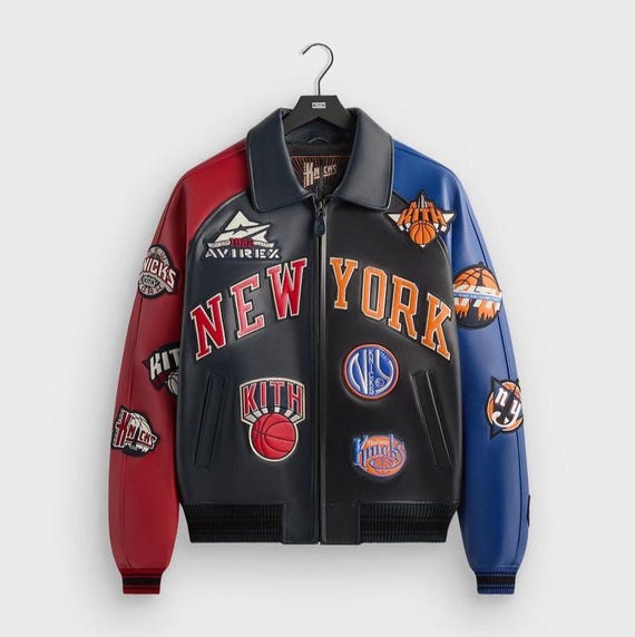 KITH knicks コラボ　ジャケット Kith X Knicks Varsity Jacket, Limited Edition Leather Bomber - Etsy