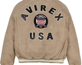 Chaqueta bomber vintage de piel de ante Avirex USA: estilo aviador clásico