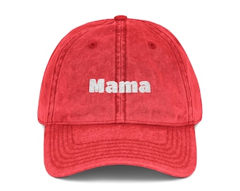 MAMA Distressed Cotton Twill Hat