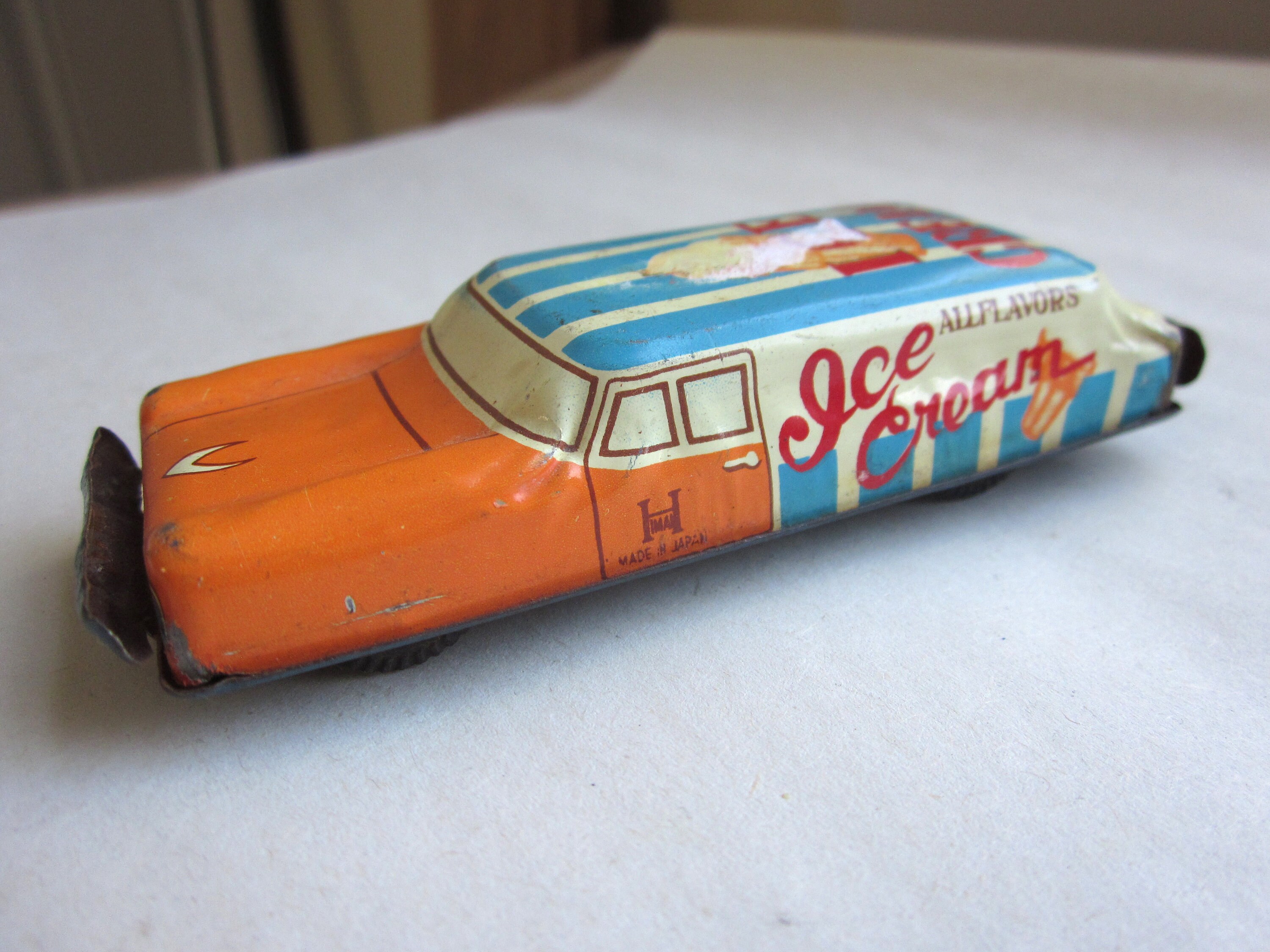 1950s vintage Japanese tin toy, construction Jeep, friction powered